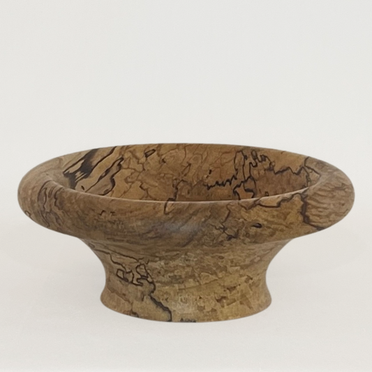 Spalted Maple Solid Wood Turned Bowl with Bubble Rim