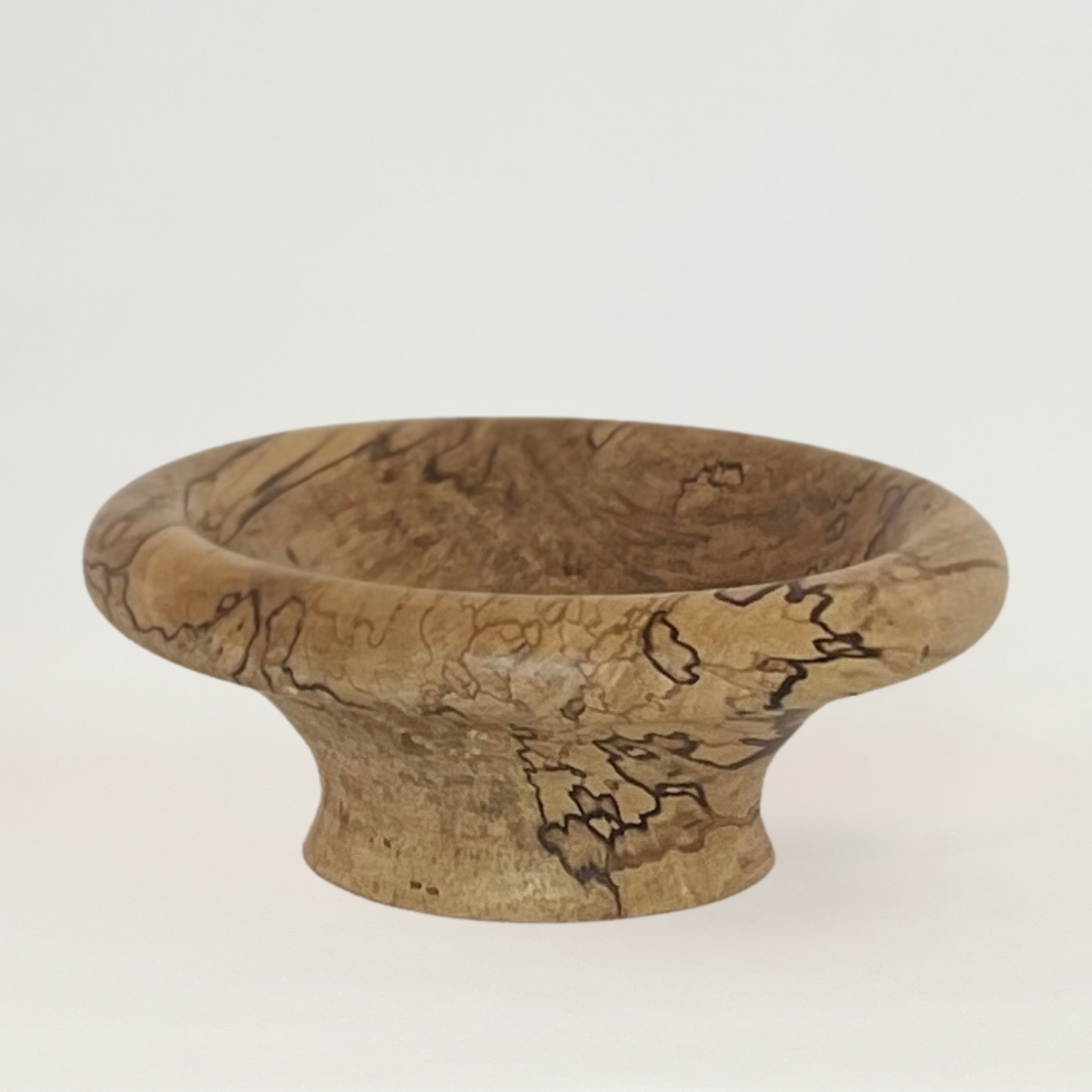 Spalted Maple Solid Wood Turned Bowl with Bubble Rim