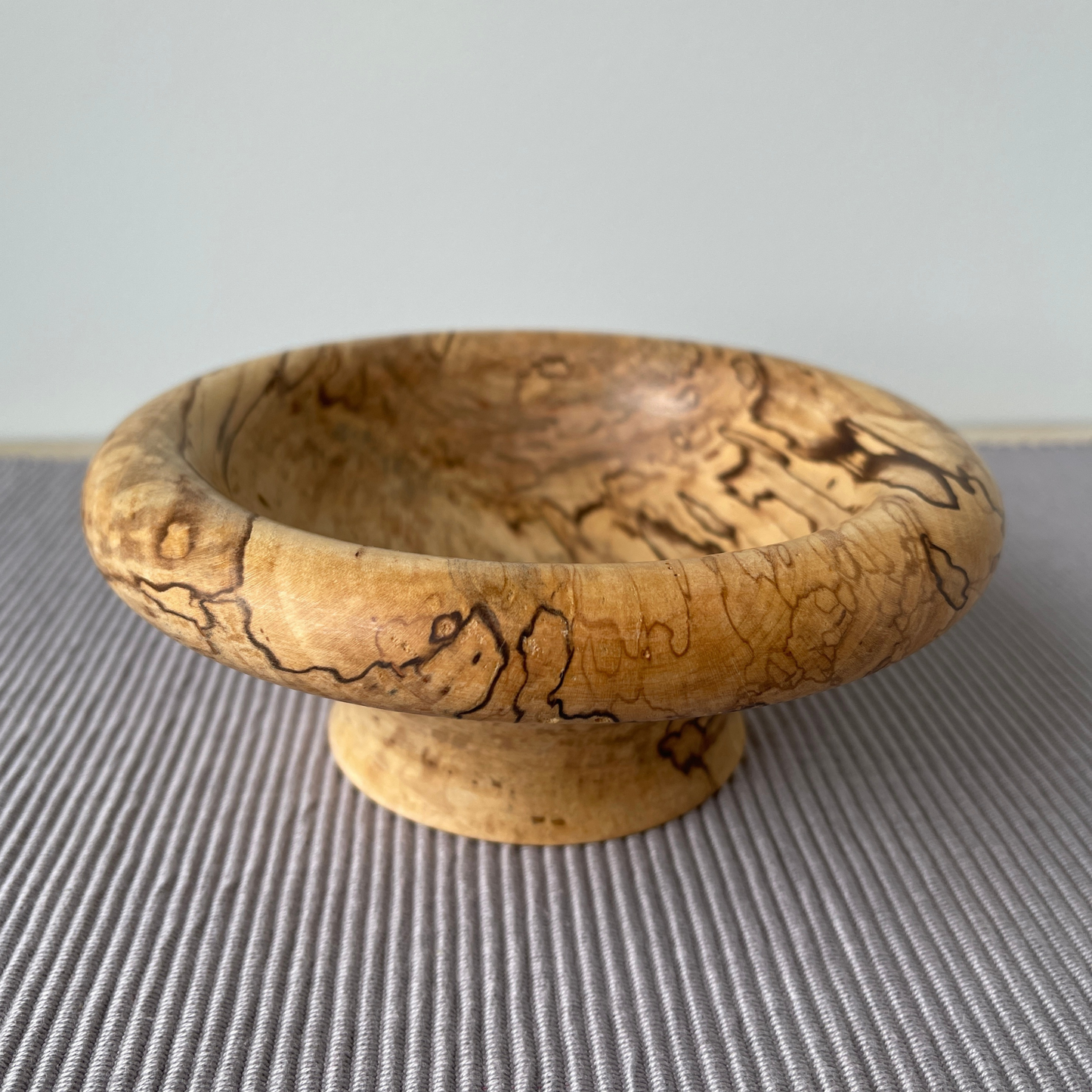 Spalted Maple Solid Wood Turned Bowl with Bubble Rim