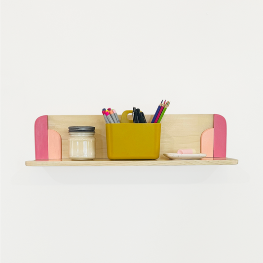 Poppy Solid Wood Wall Shelf - Pink